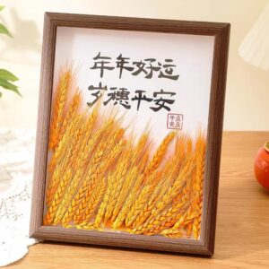 Golden Wheat Accents - Calligraphy Desk Plaque with Nature-Inspired Decor